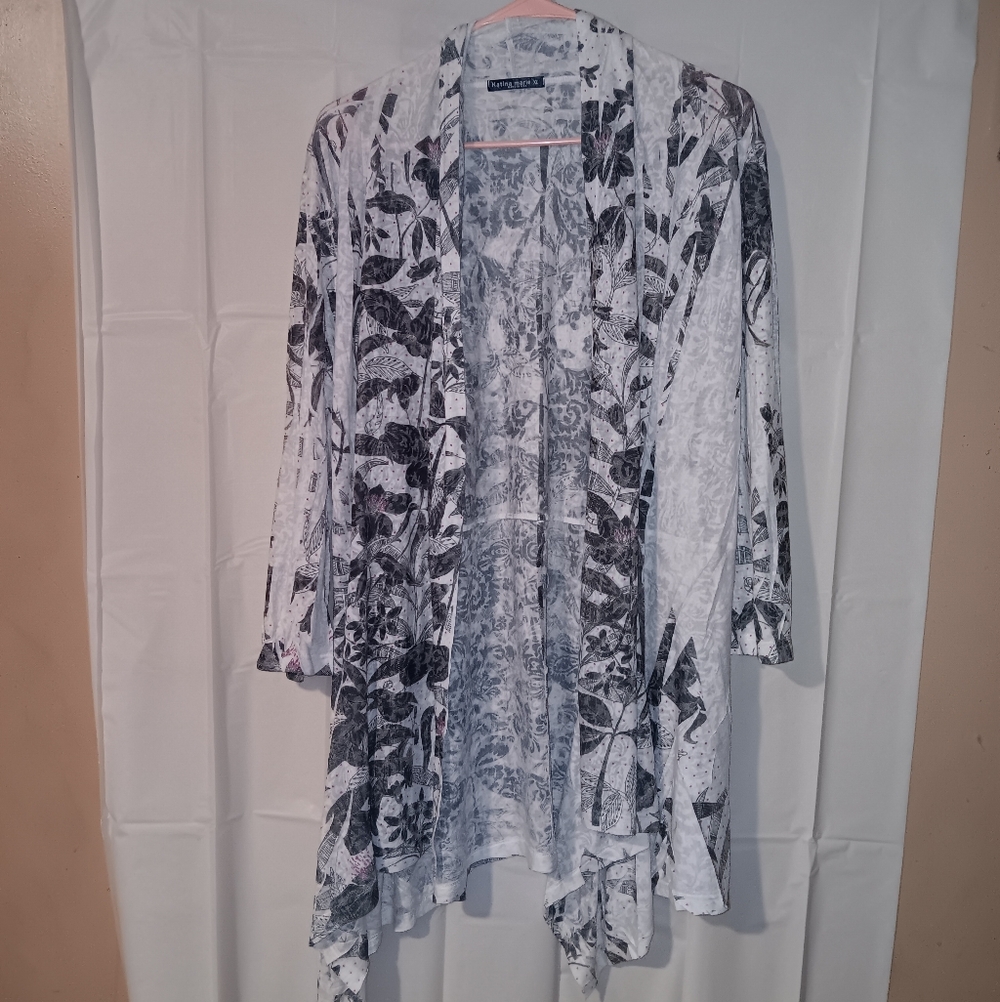 Floral Black and White Women's Cardigan